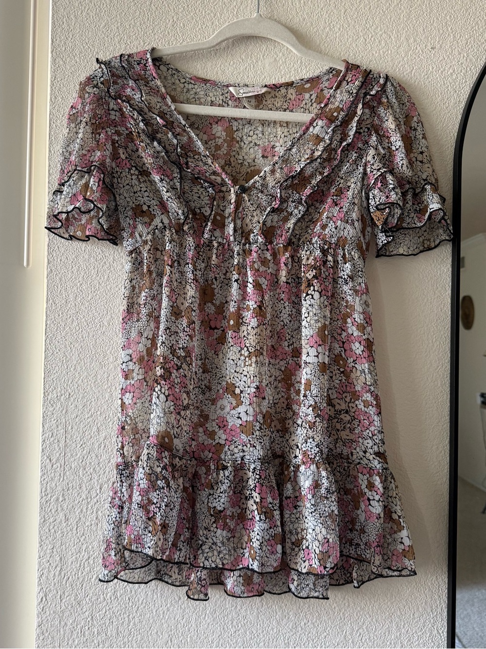 Floral Ruffle Babydoll Top - Pink Speechless Medium Fairycore chiffon